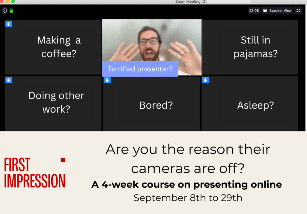 Presenting online: are you the reason their camera is off? A new online course